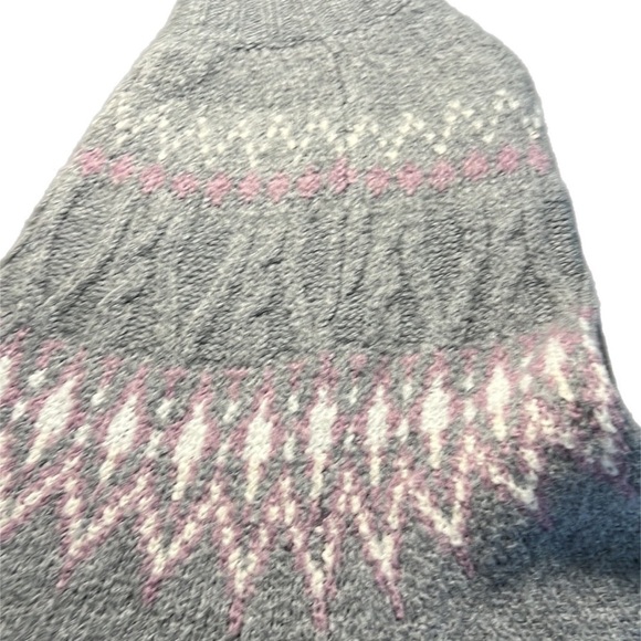 ARTELIER Nicole Miller Mock Neck Fair Isle Soft Sweater Gray Lilac Color-way M - Picture 9 of 9